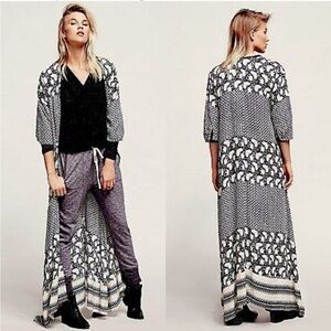Cleobella Black and White Patterned Kimono Duster